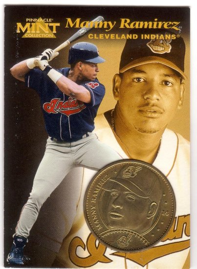 MANNY RAMIREZ 1997 PINNACLE MINT BRASS COIN #14 W/ DIE-CARD CLEVELAND INDIANS