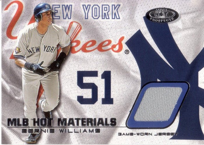 BERNIE WILLIAMS 2002 FLEER HOT PROSPECTS MLB HOT MATERIALS JERSEY #HM-BW NEW YORK YANKEES