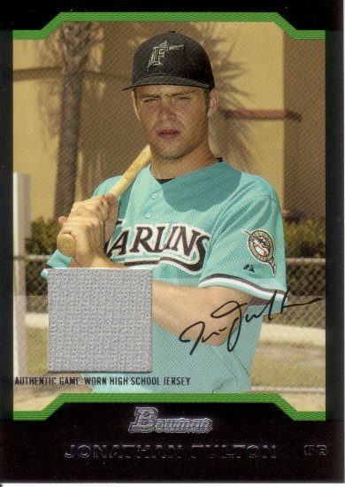 JONATHAN FULTON 2004 BOWMAN HIGH SCHOOL JERSEY RELICS #159 GCL FLORIDA MARLINS