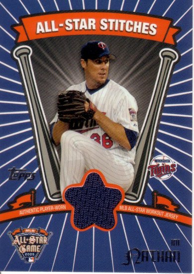JOE NATHAN 2005 TOPPS ALL-STAR STICHES #ASR-JN MINNESOTA TWINS