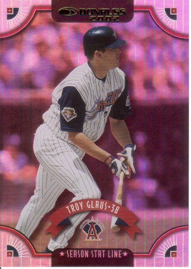 TROY GLAUS 2002 DONRUSS SEASON STAT LINE #147 SP# 099/108 ANAHEIM ANGELS