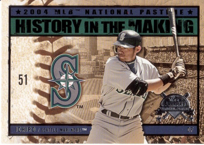 ICHIRO 2004 FLEER NATIONAL PASTIME HISTORY IN THE MAKING #14 SEATTLE MARINERS