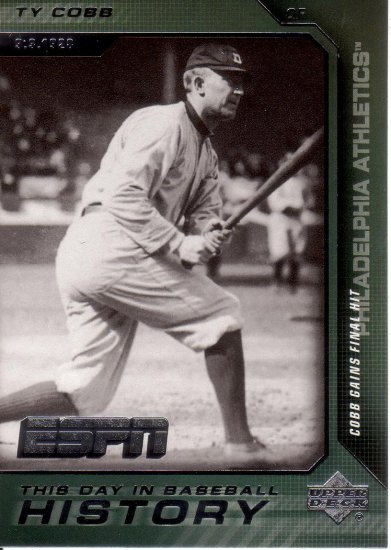 TY COBB 2005 UD ESPN THIS DAY IN BASEBALL HISTORY #15 PHILADELPHIA ATHLETICS