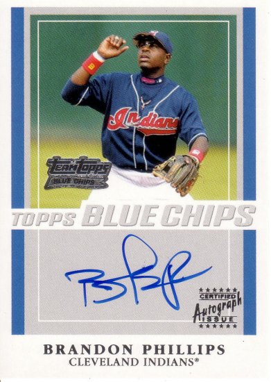 BRANDON PHILLIPS 2003 TOPPS BLUE CHIPS AUTOGRAPH #TT-BEP CLEVELAND INDIANS
