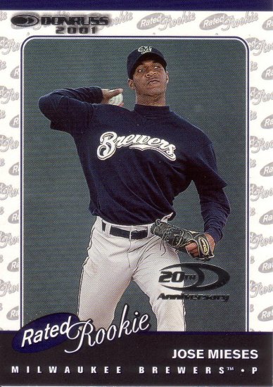 JOSE MIESES 2001 DONRUSS RATED ROOKIE #175 SP# 1111/2001 MILWAUKEE BREWERS