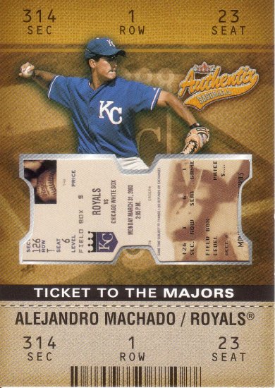 ALEJANDRO MACHADO AUTHENTIX TICKET TO THE MAJORS #122 ROOKIE KANSAS CITY ROYALS