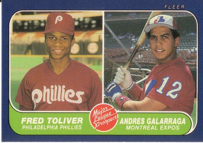 ANDRES GALARRAGA / FRED TOLIVER 1986 FLEER #647 ROOKIE EXPOS / PHILLIES AllstarZsports.com