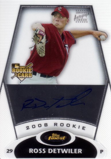 ROSS DETWILER 2008 FINEST #164 ROOKIE AUTO WASHINGTON NATIONALS AllstarZsports.com