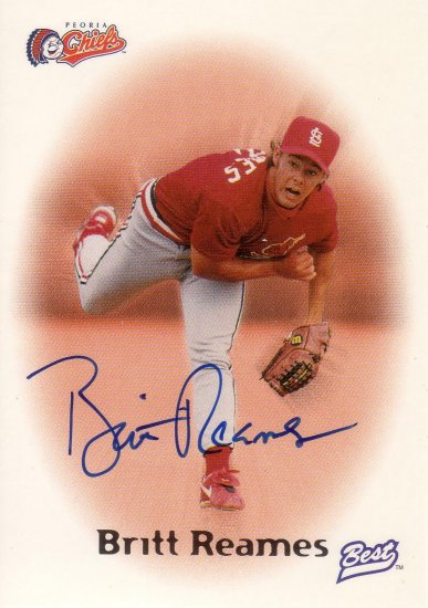 BRITT REAMES 1998 BEST #19 AUTOGRAPH PEORIA CHIEFS AllstarZsports.com