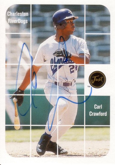 CARL CRAWFORD 2001 JUST STUFF AUTO #BA53 CHARLESTON RIVERDOGS AllstarZsports.com
