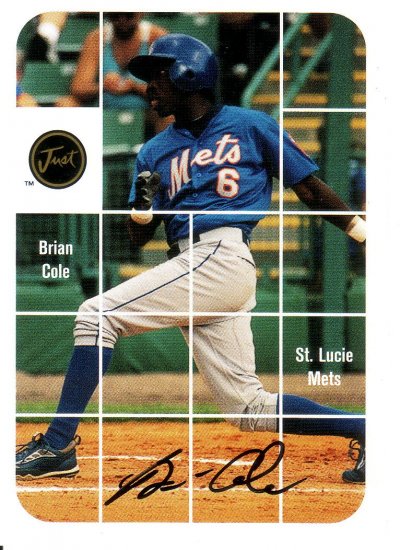 BRIAN COLE 2001 JUST STUFF AUTO #BA07 ST. LUCIE METS AllstarZsports.com