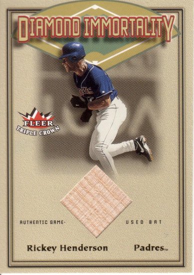 RICKEY HENDERSON 2002 TRIPLE CROWN DIAMOND IMMORTALITY GAME-BAT #4 PADRES AllstarZsports.com