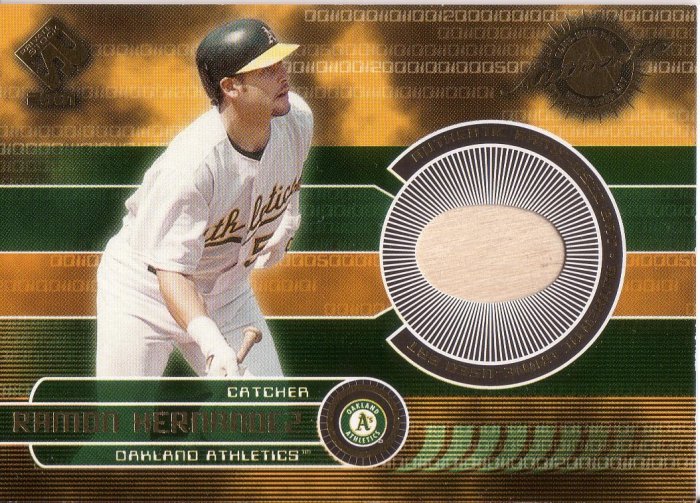 RAMON HERNANDEZ 2001 PRIVATE STOCK GAME-USED GEAR BAT #130 OAKLAND ATHLETICS AllstarZsports.com