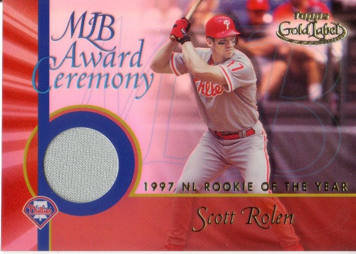 SCOTT ROLEN 2001 GOLD LABEL AWARD CEREMONY RELICS 1997 R.O.Y. #GLR-SR PHILLIES AllstarZsports.com