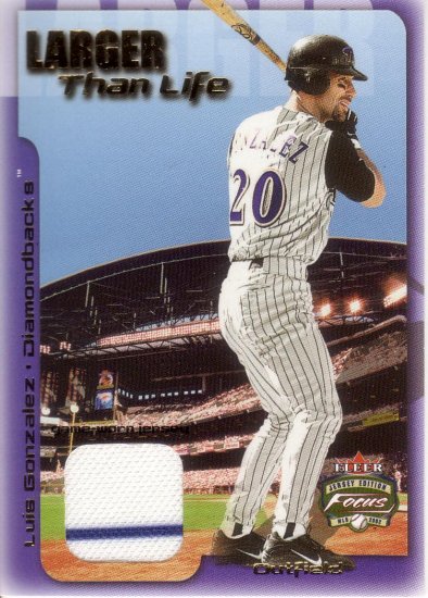 LUIS GONZALEZ 2002 FLEER FOCUS JERSEY LARGER THAN LIFE JERSEY #3 DIAMONDBACKS AllstarZsports.com