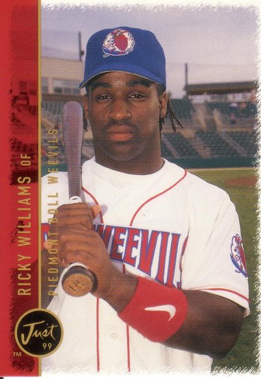 RICKY WILLIAMS 1999 JUST '99 #36 MINOR LEAGUE PIEDMONT BOLL WEEVILS AllstarZsports.com