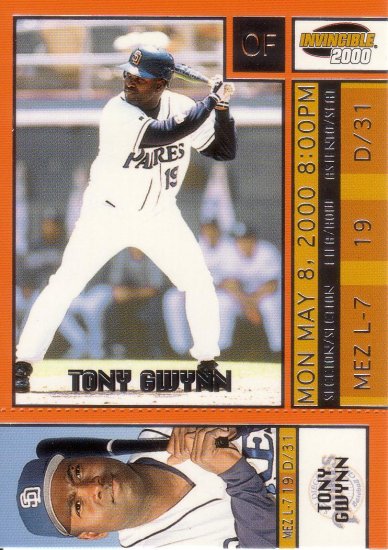 TONY GWYNN 2000 INVINCIBLE TICKET TO STARDOM #18 SAN DIEGO PADRES AllstarZsports.com
