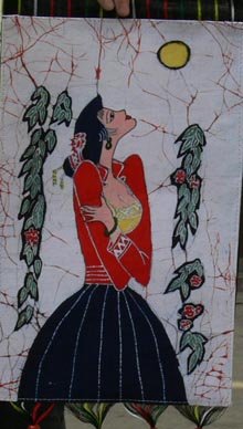 the moon and woman samll size wax printing