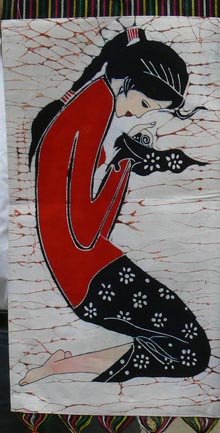 the middle size of the girl in red wax printing