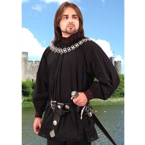 Nottingham Black Cotton Shirt w/Red Crosses - S/M