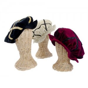 Fancy Velvet Renaissance Hat - Black/Yellow, Large