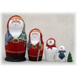 Carved Christmas Doll 5pc. - 6"