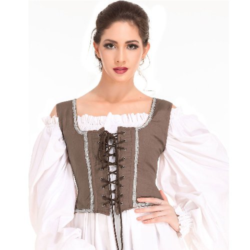 Decorated Wench Bodice – Light Brown, Small