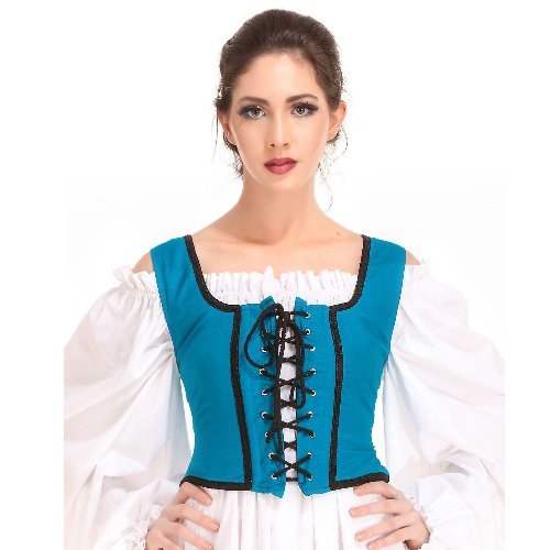 Decorated Wench Bodice – Hawaiian Ocean, Large