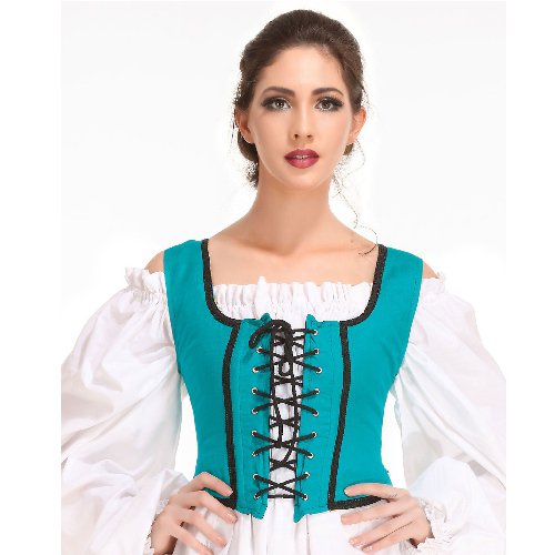 Decorated Wench Bodice – Hunter Green, Medium