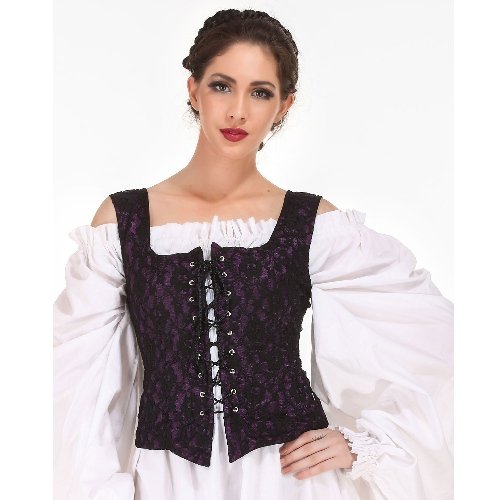 Reversible Medieval Goth Bodice - Blue, Small