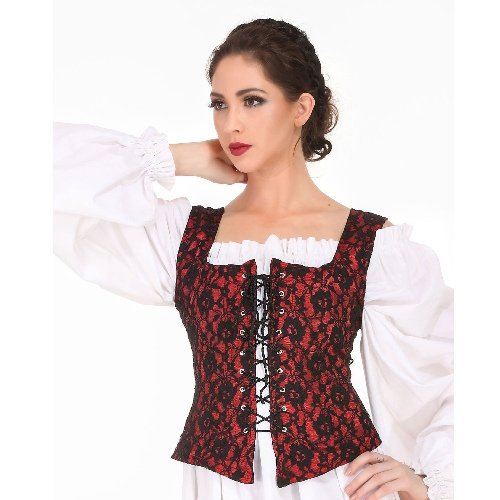 Reversible Medieval Goth Bodice - Red, Large