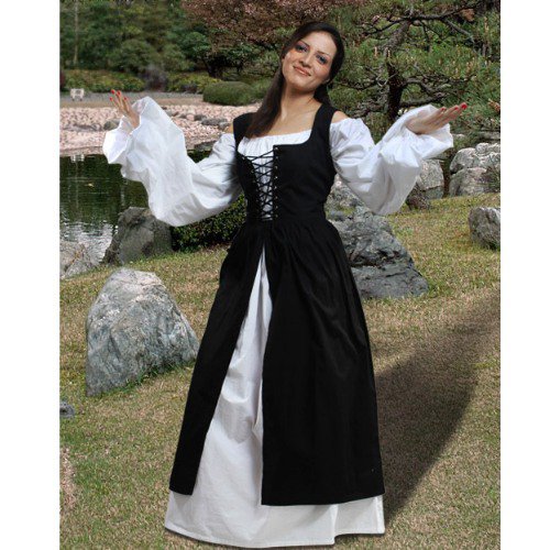 Ameline Country Maid Skirt w/Bodice – Black, X-Large