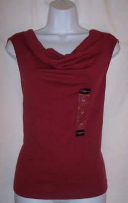 NEW Liz Claiborne red sleeveless drape collar tank top PL L