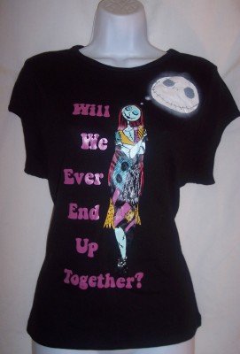 NEW Tim Burton Nightmare black Sally shirt top L 10 12