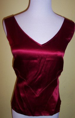 NWT Jones New York garnet red double v-neck silk shell 10 $59