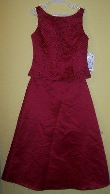 NWT Jessica McClintock burgundy red 2pc skirt set 10