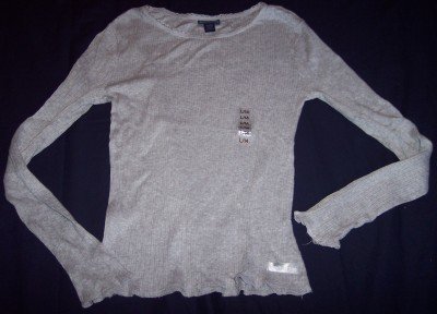 NEW Limited Too gray l/s long sleeve stretch ribbed top shirt L 14