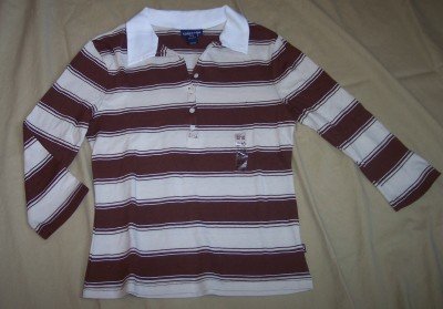 NEW Limited Too brown striped 3/4 sleeves shirt girls L 14