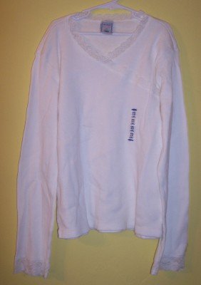 NWT Old Navy white faux wrap w/lace long sleeve shirt top XXL 16 XL