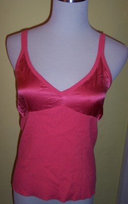 NWT August Silk coral ribbed silk & satin tank top L $40