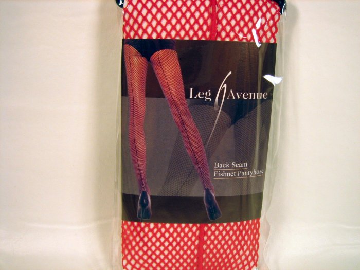 Leg Avenue back seam fishnet pantyhose red one size