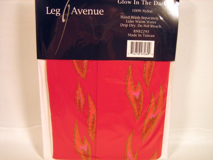 Leg Avenue glow in dark flame pantyhose red one size