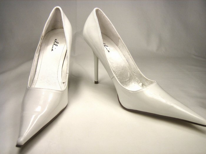 white pencil heels