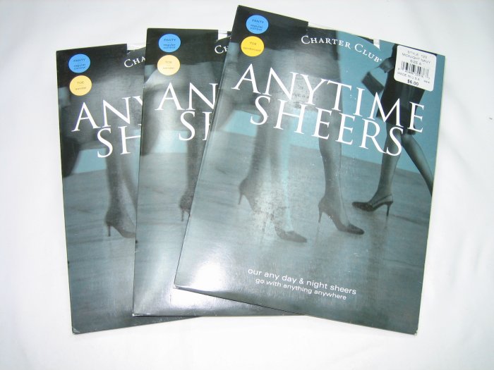 Lot 3 pairs Charter Club anytime sheers pantyhose midnight navy size A