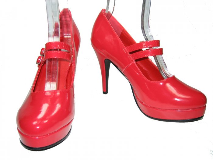 Ellie 421-Jane mary jane platform pumps high heels shoes red patent size 5