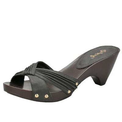 Women's x-band slides sandals faux buckskin black size 7.5