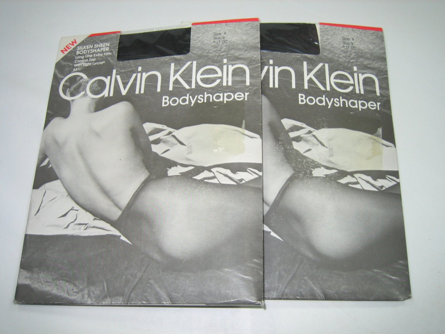 Calvin Klein silken sheen bodyshaper pantyhose two pair lot black size A