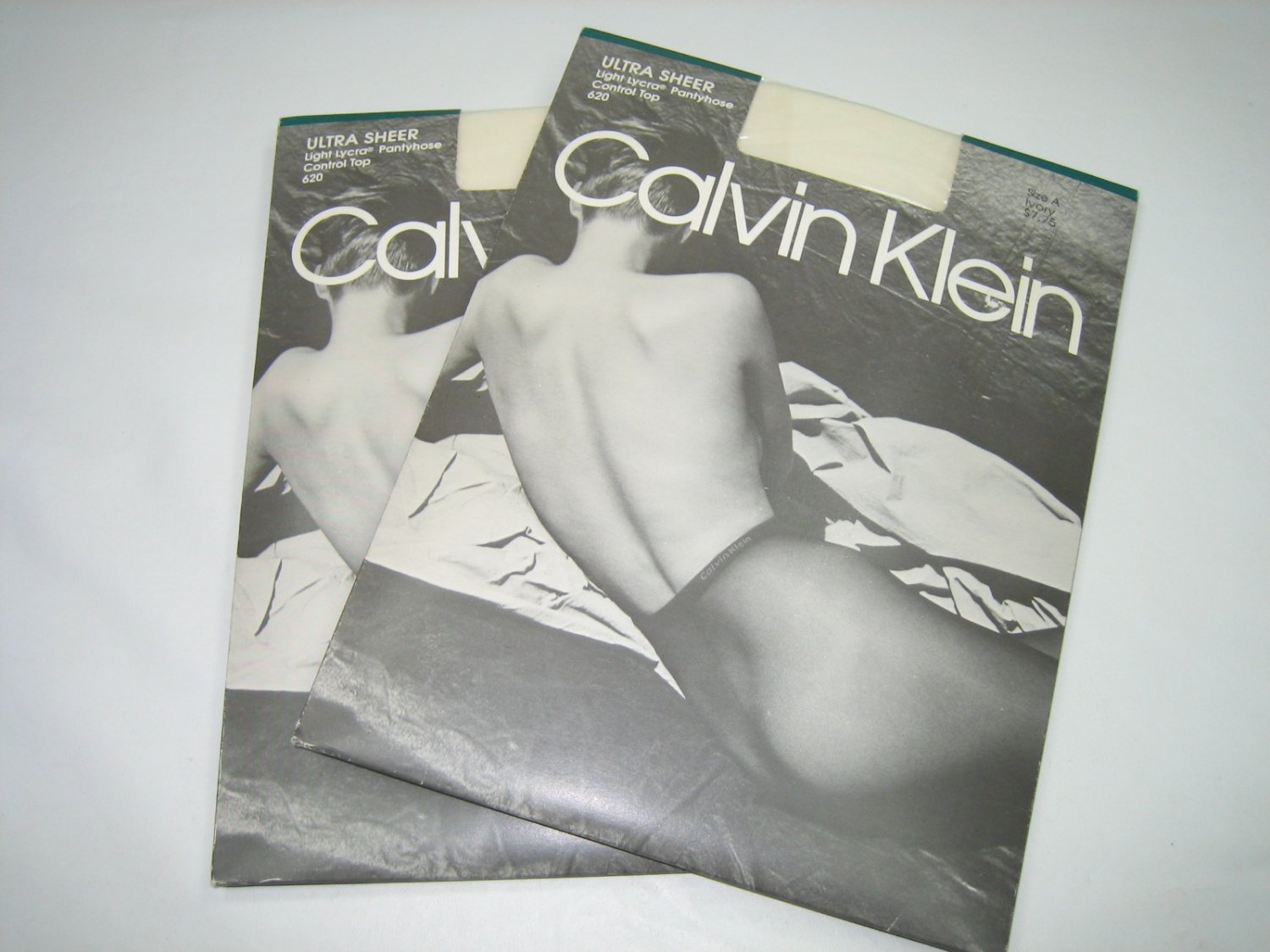 Calvin Klein ultra sheer control top pantyhose two pair lot ivory size A