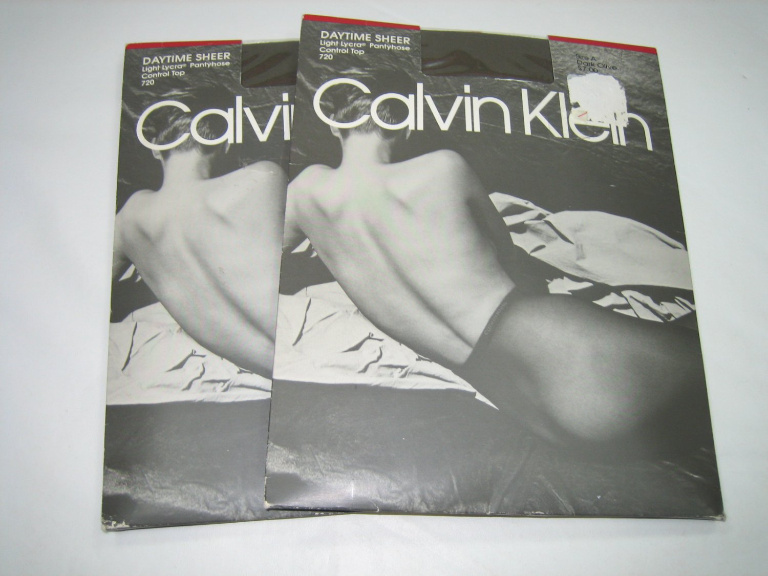 Calvin Klein daytime sheer control top pantyhose two pair lot dark olive size A