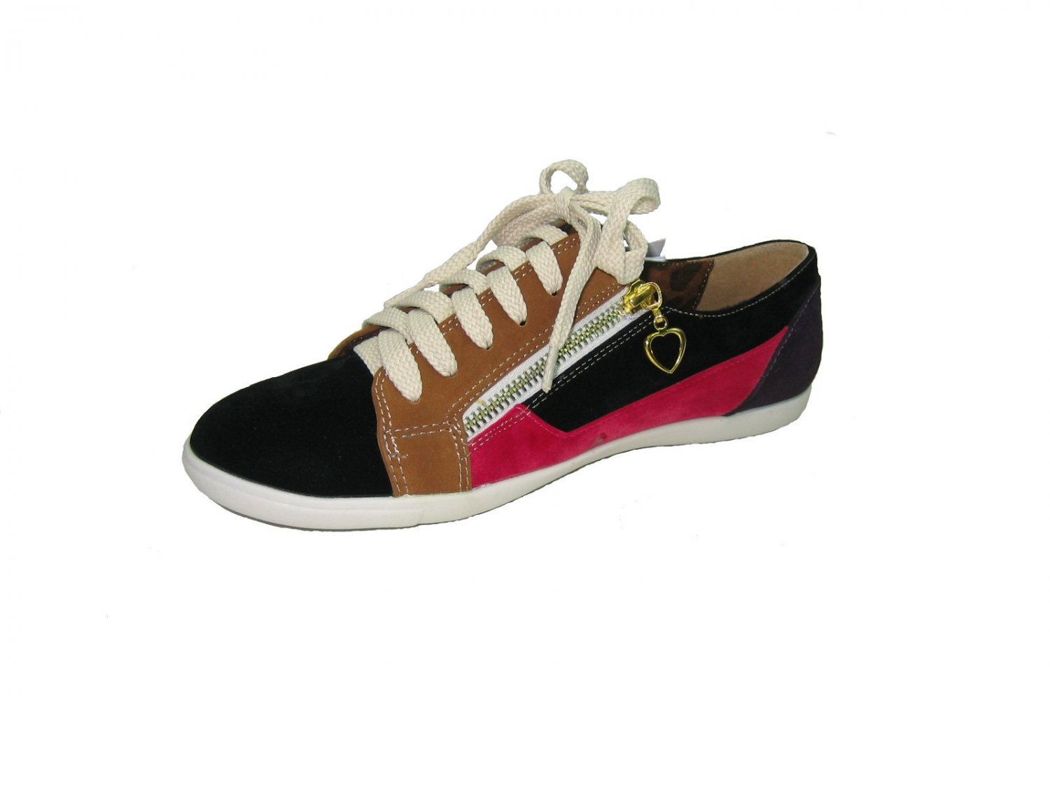 Nature breeze size 9 fashion sneakers women's decorative zippers black multi color